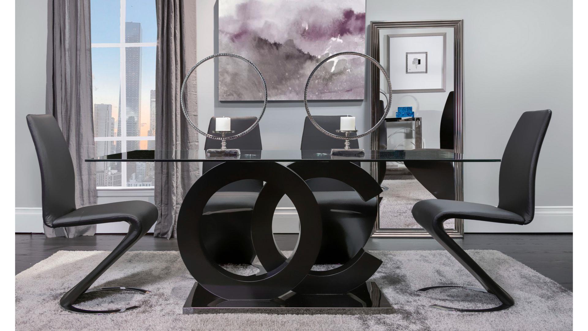 

    
D2207DT-BLK Glass Top Black/Chrome Base Table & Black PU Chair Dining Set 5 Pcs Global USA

