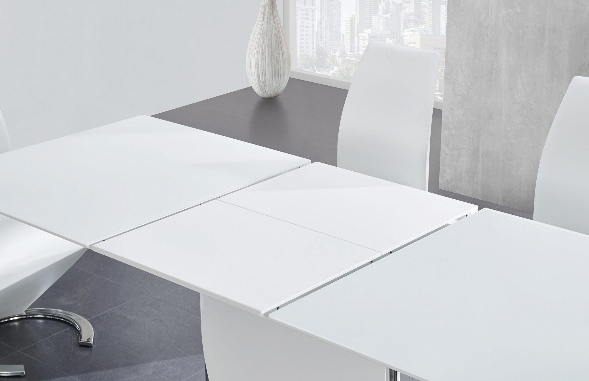 

    
 Order  D2279DT High Gloss White Finish Butterfly Leaf Dining Table Global USA
