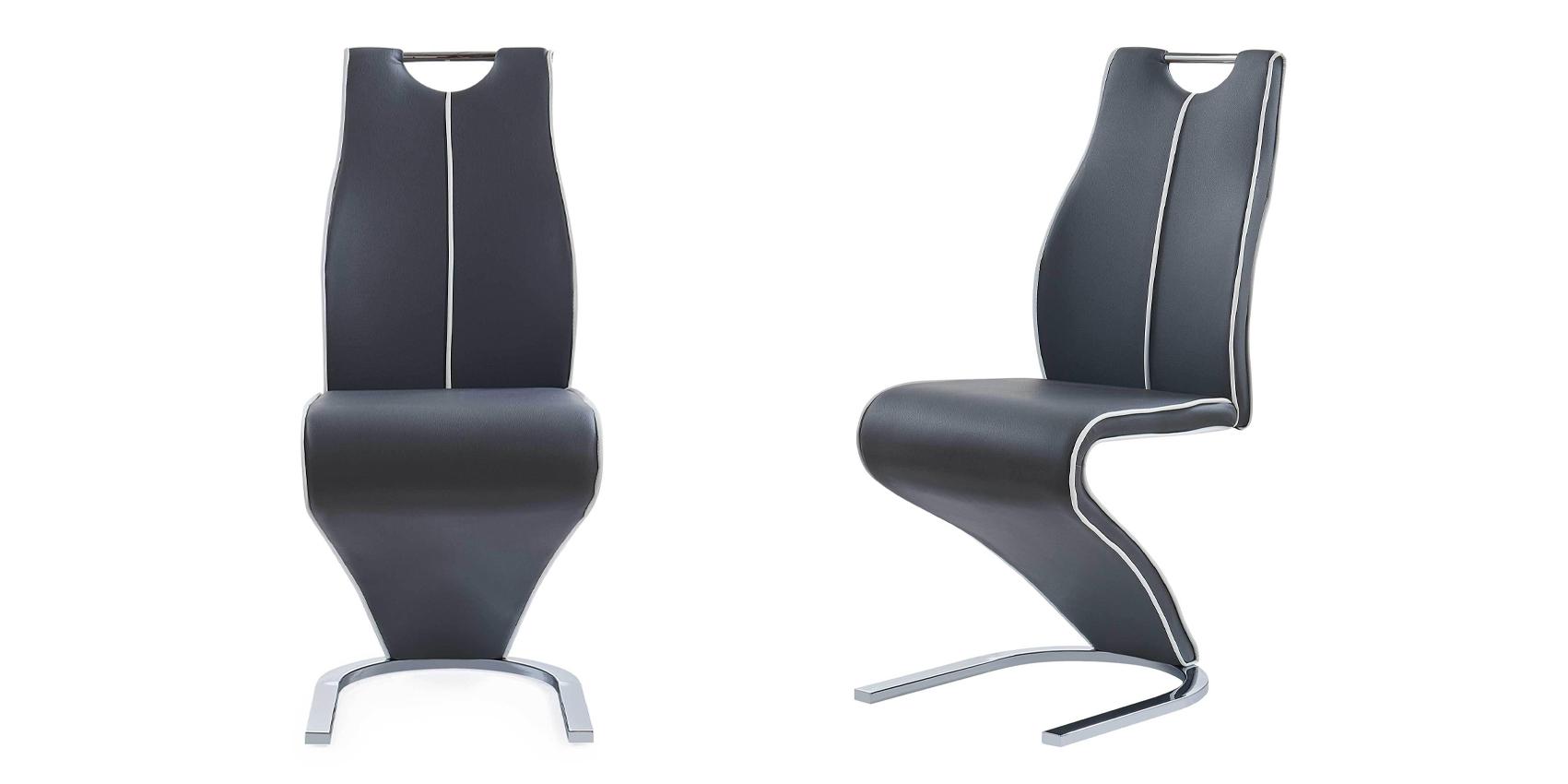 

    
D4127NDC Z-shape Design Grey PU Dining Chair Set 2Pcs Global USA
