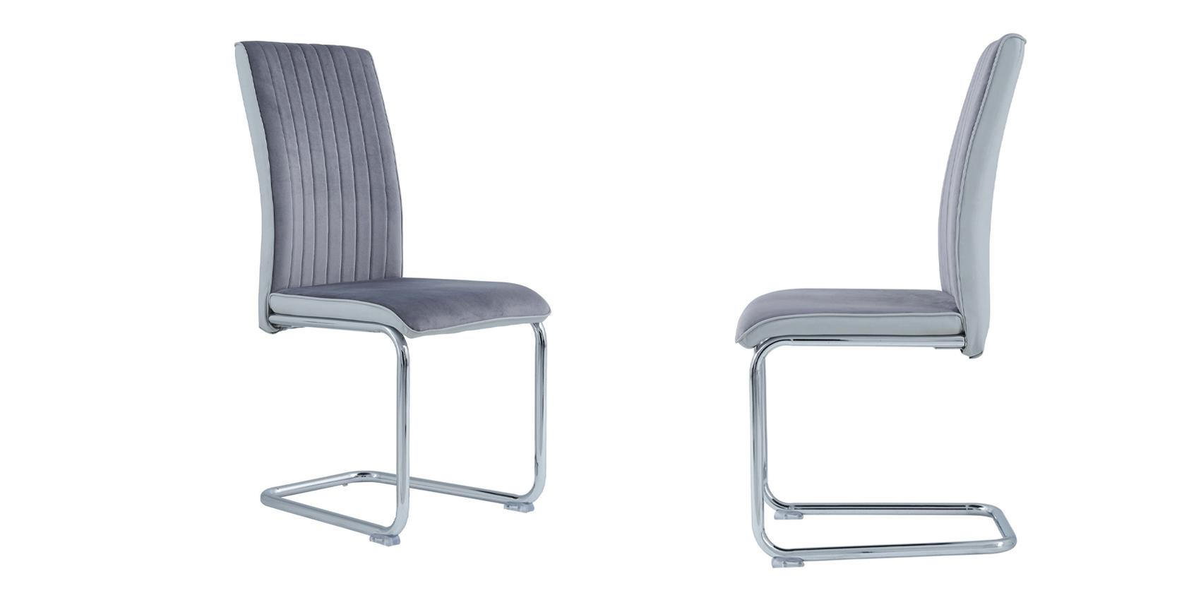Contemporary Dining Chair Set D4957DC-GR D4957DC-GR-Set-2 in Light Gray, Gray PU