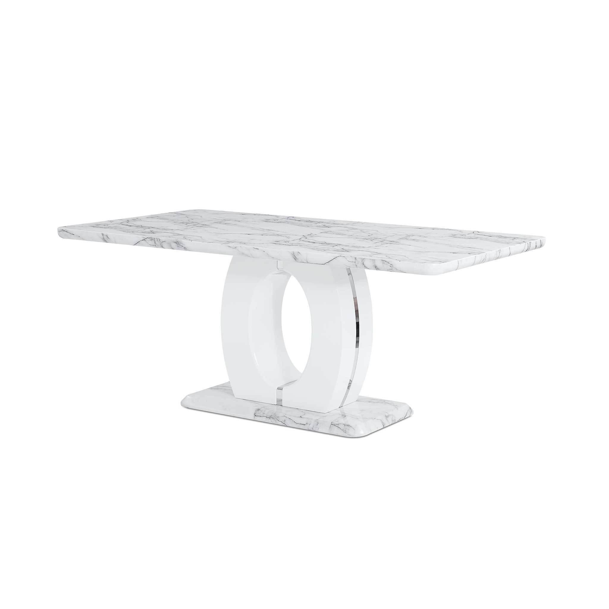 Contemporary Dining Table D894DT D894DT in White, Silver 