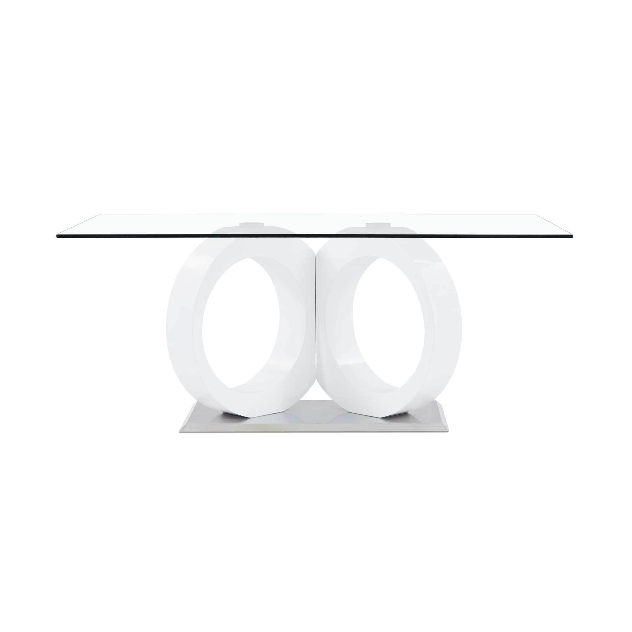 Contemporary Dining Table D9002DT D9002DT in Clear, White 