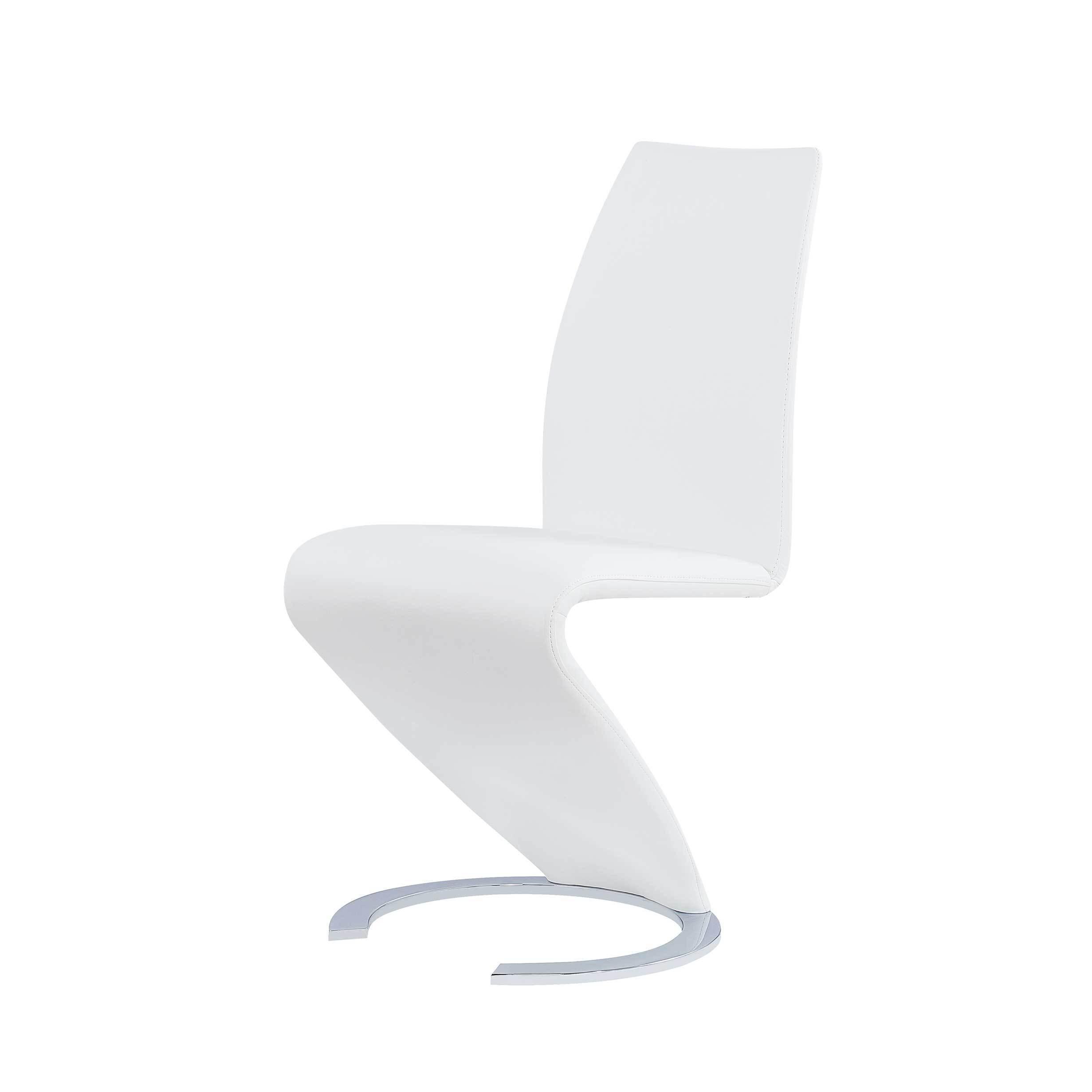 Contemporary, Transitional Dining Chair Set D9002DT D9002SC-WHITE in Clear, White Polyurethane