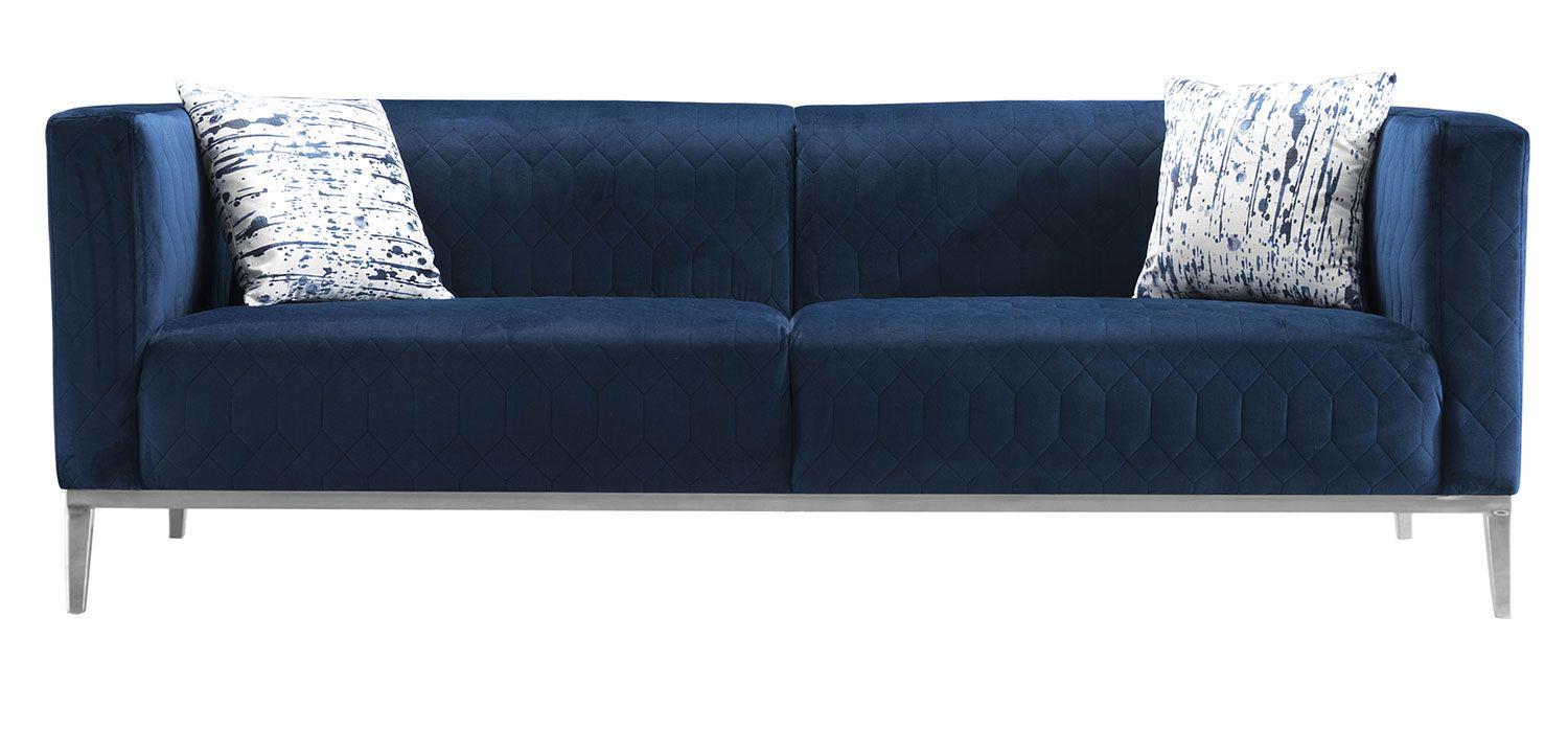 Contemporary Sofa AE3802 AE3802-SF in Dark Blue Fabric