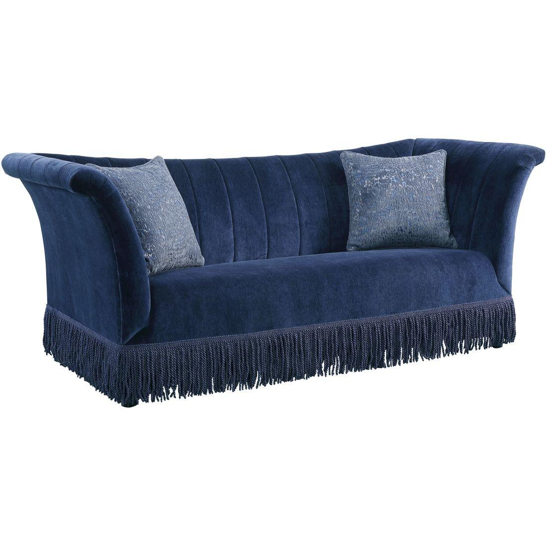 

    
Dark Blue Fabric Sofa & Chair Set 2Pcs Vintage Traditional Kaffir 53270 Acme
