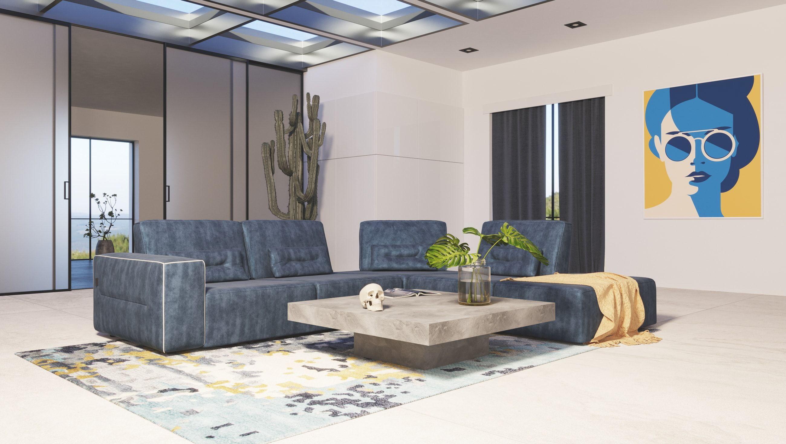 

    
Dark Blue Genuine Leather Sectional Sofa Right Accenti Italia Enjoy VIG Modern
