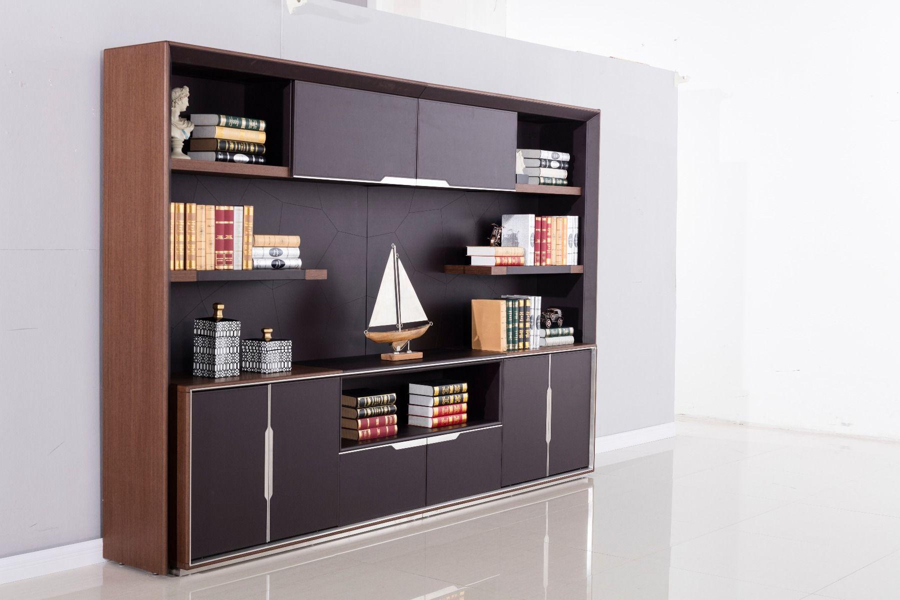 Contemporary, Modern Book Case W-68-C1 W-68-C1 in Brown Bonded Leather