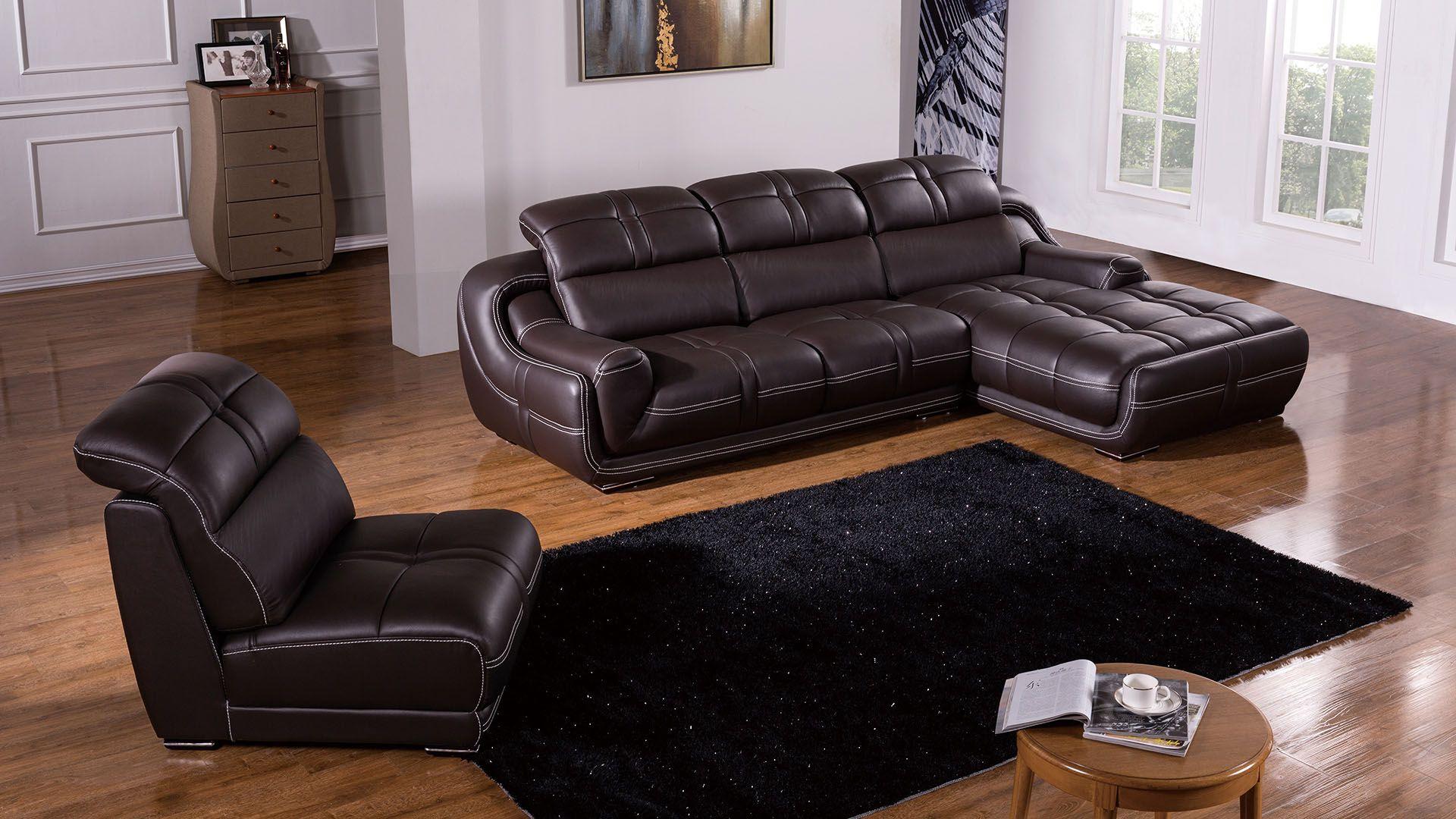 

    
Dark Brown Genuine Leather Sectional Sofa LEFT EK-L201-DB American Eagle Modern
