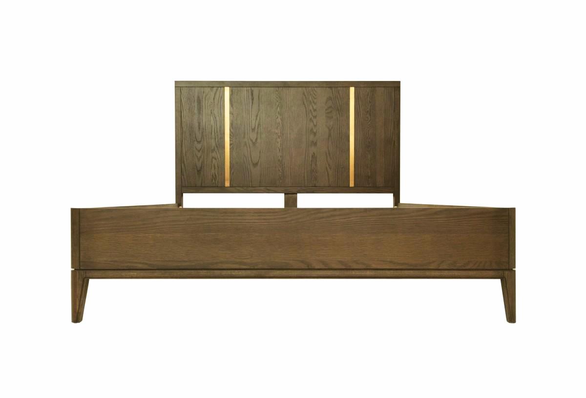 

    
Dark Brown & Gold Strips Design Queen Bed Size by VIG Modrest Oakley
