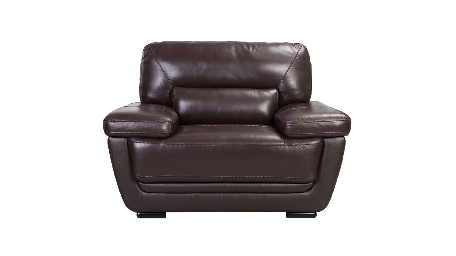 Modern Arm Chair EK019-DB-CHR EK019-DB-CHR in Dark Brown Italian Leather