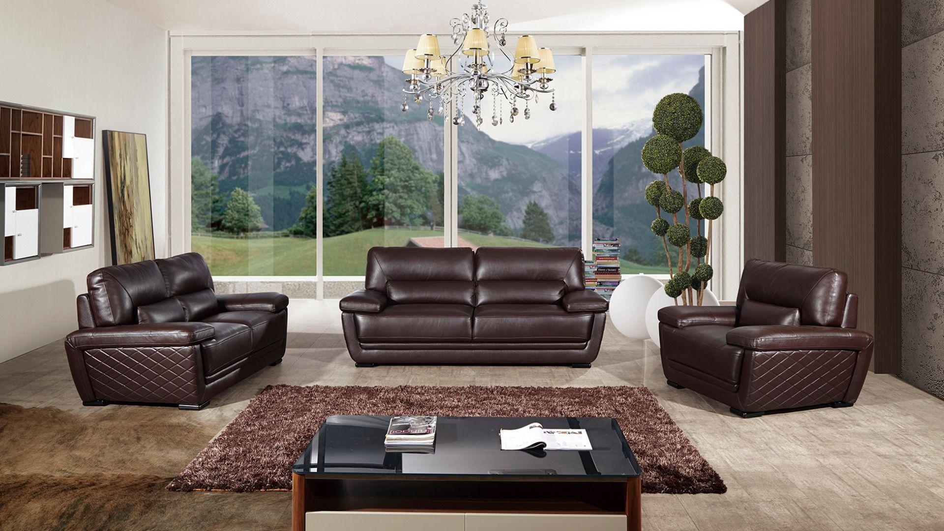 

    
Dark Brown Italian Leather Sofa Set 3Pc EK019-DB American Eagle Contemporary
