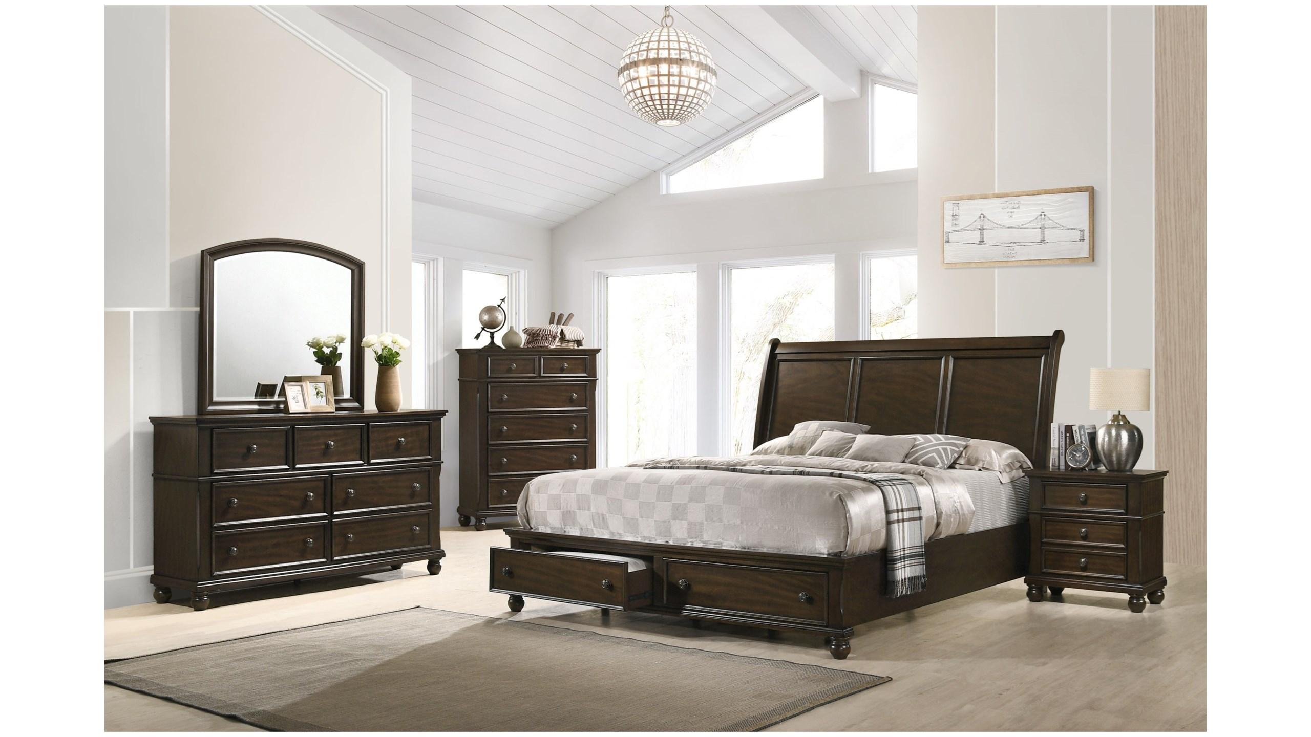 

    
Dark Brown King Panel Bedroom Set by Crown Mark Lara B6077-K-Bed-5pcs
