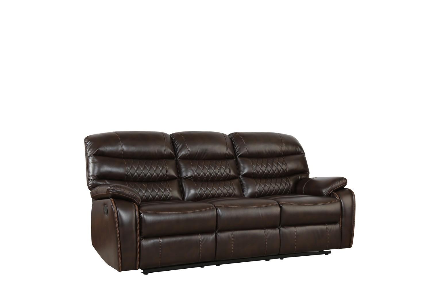 Contemporary Sofa recliner 5052 5052-BROWN-S in Brown leather Air