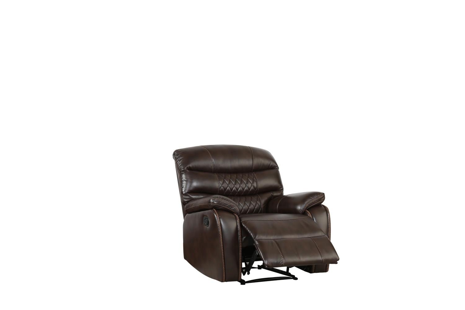 

    
 Shop  Dark Brown Leather Air Reclining Sofa Set 3Pcs Modern Global United 5052
