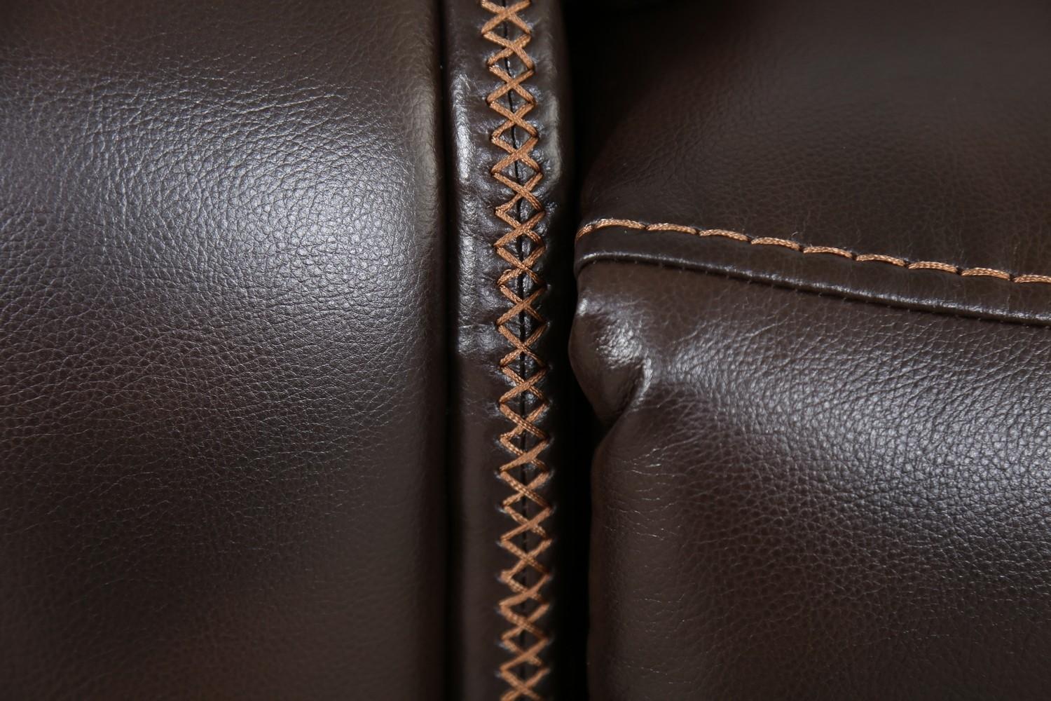 

    
 Photo  Dark Brown Leather Air Reclining Sofa Set 3Pcs Modern Global United 5052
