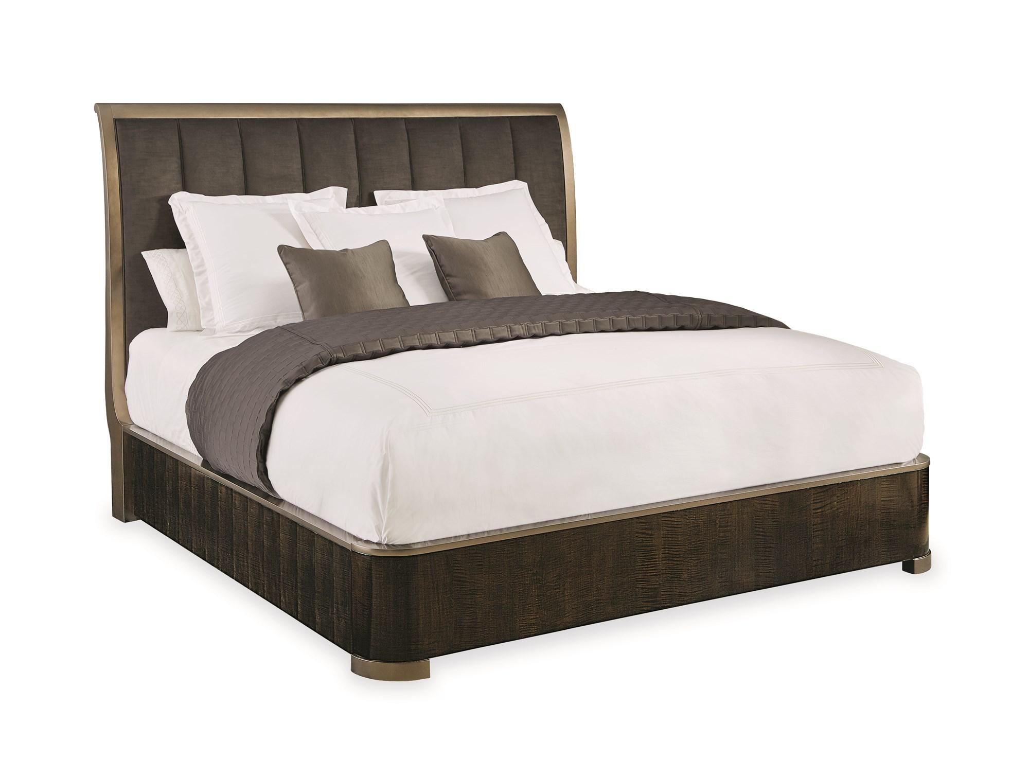 Contemporary Platform Bed SAY GOOD NIGHT CLA-017-101 in Dark Brown Velvet