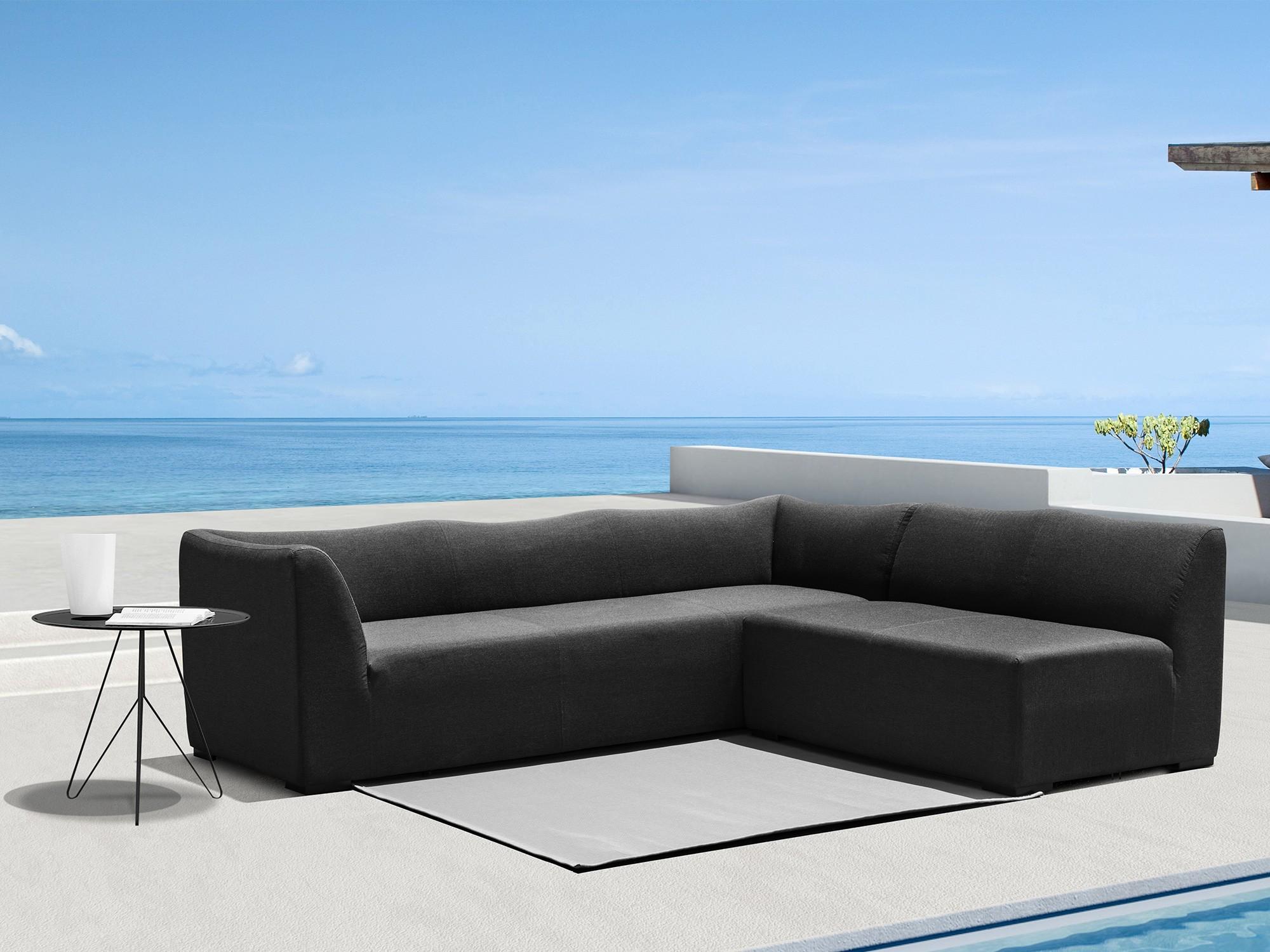 Contemporary Outdoor Sofa and Loveseat Harmony SO1575 LS1575 -Set-2 in Charcoal Fabric