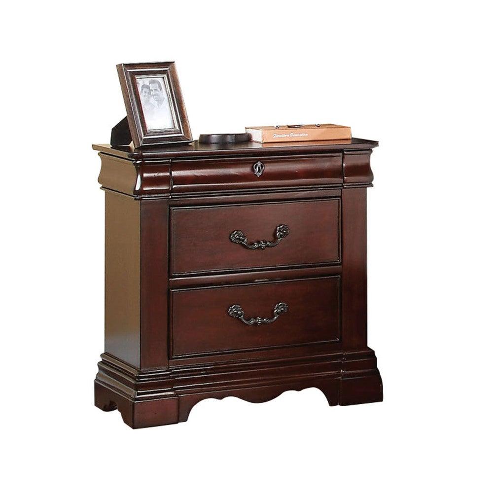 

    
Dark Cherry 3 Drawers Nghtstand Estrella 20733 Acme Classic Traditional
