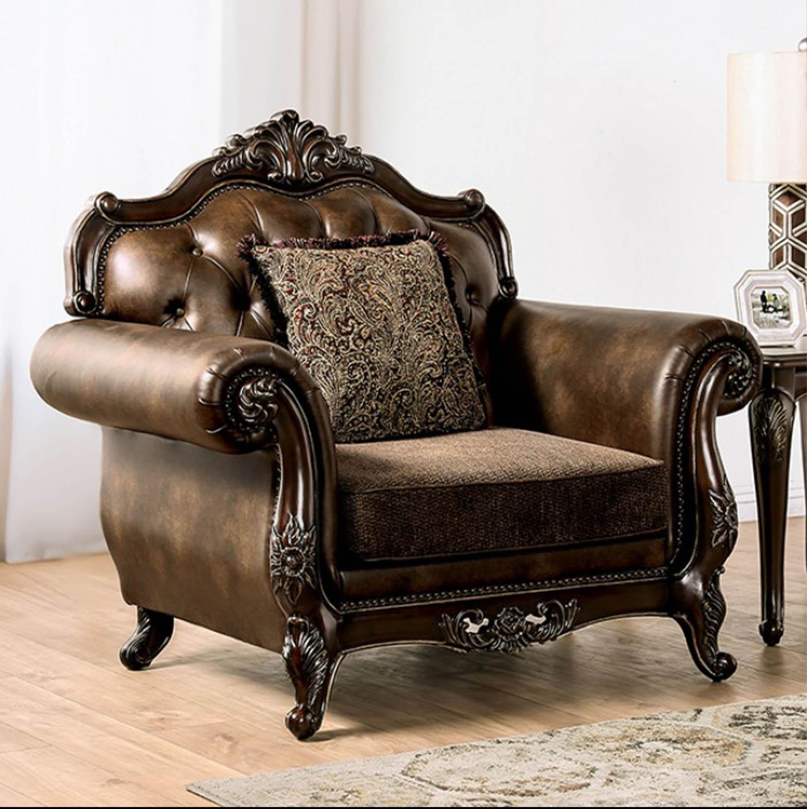 

    
Dark Cherry/Brown Leatherette Chair ENSENADA FM65003BR-CH FoA Traditional
