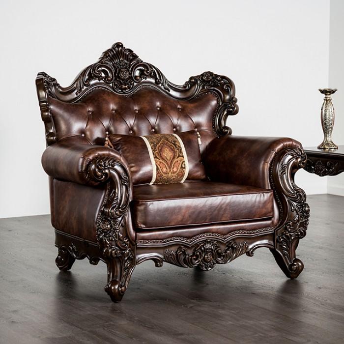 

    
Dark Cherry/Brown Leatherette Chair PALENCIA FM65005BR-CH FoA Traditional
