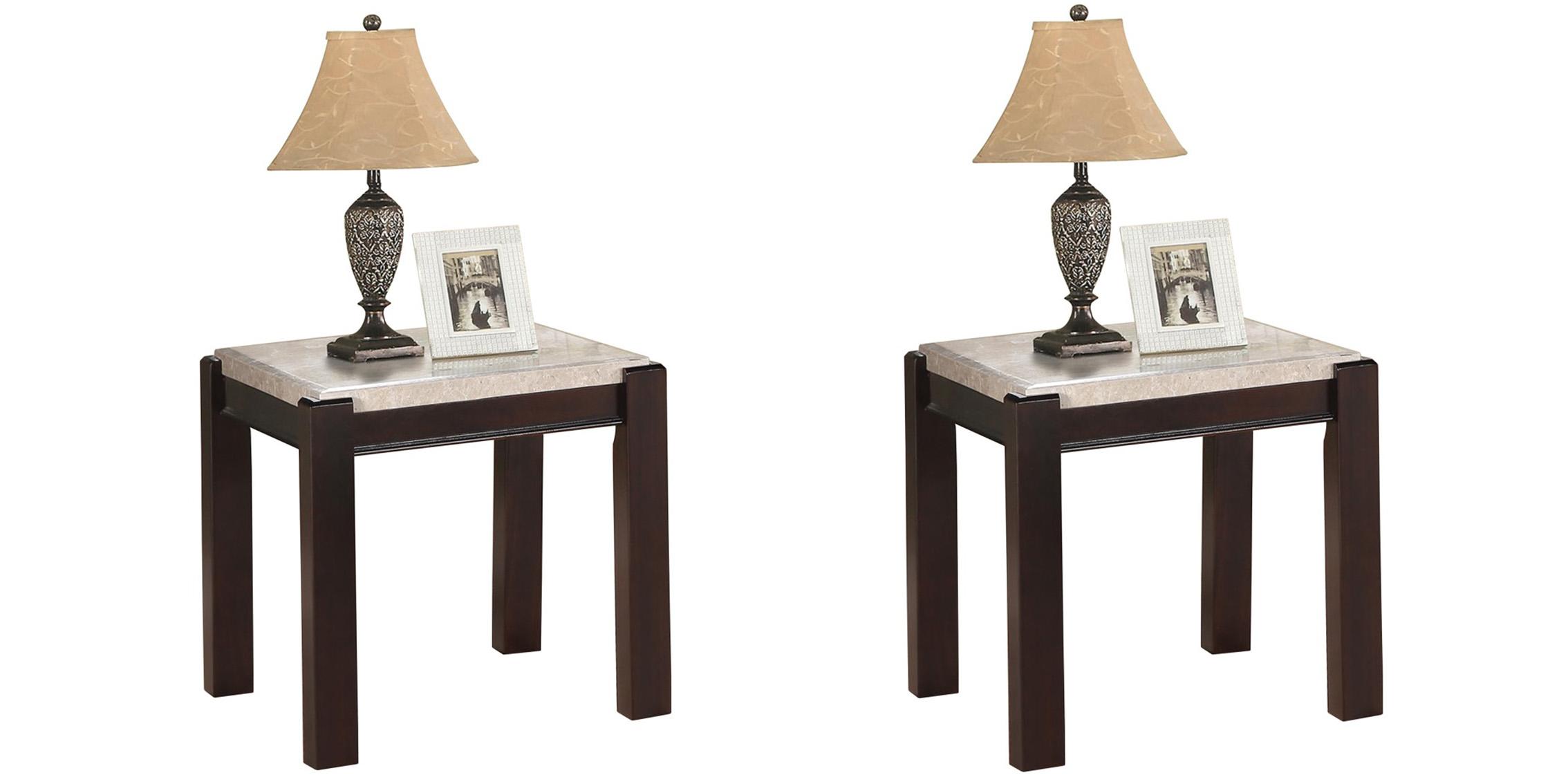 Contemporary, Modern, Rustic End Table Set FESTUS 5466-04-Set-2 in Dark Cherry, Natural 