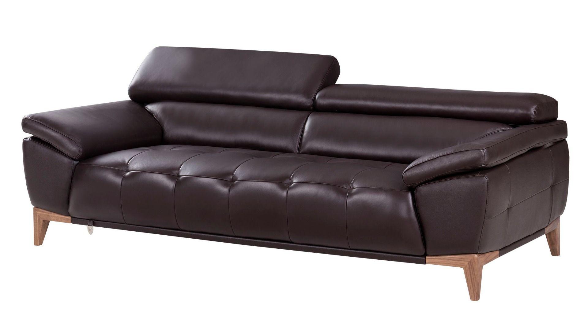 Contemporary, Modern Sofa EK076-DC-SF EK076-DC-SF in Dark Chocolate Italian Leather