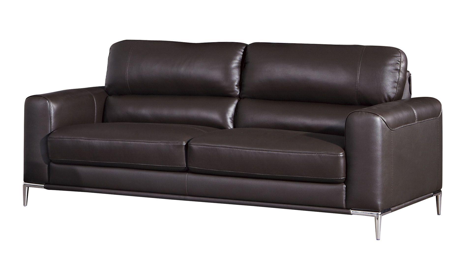 

    
Dark Chocolate Italian Leather Sofa Set 2Pcs EK016-DC American Eagle Contemporary
