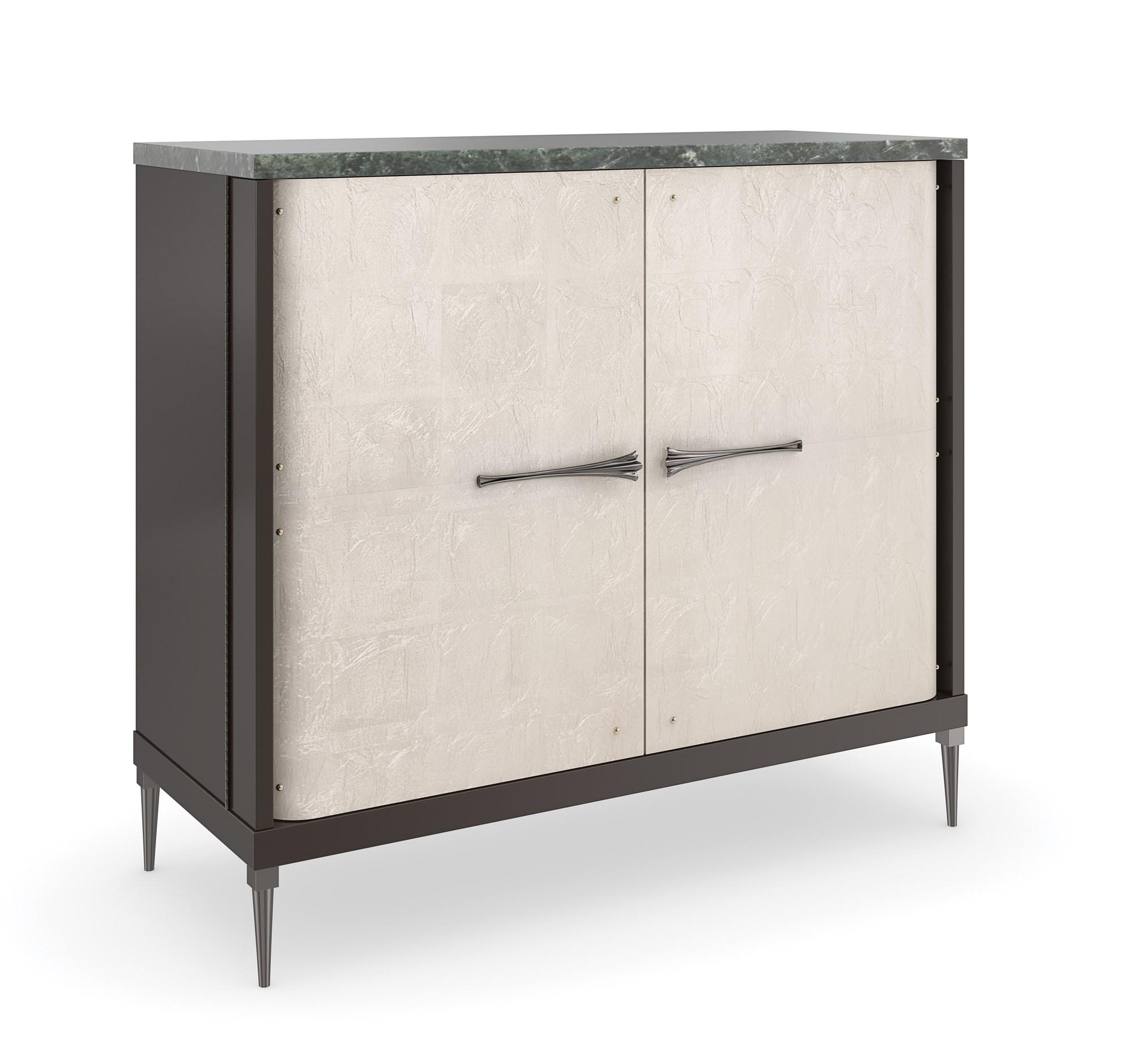 

    
Dark Chocolate & Soft Silver Leaf Finish Chest EMPIRE by Caracole
