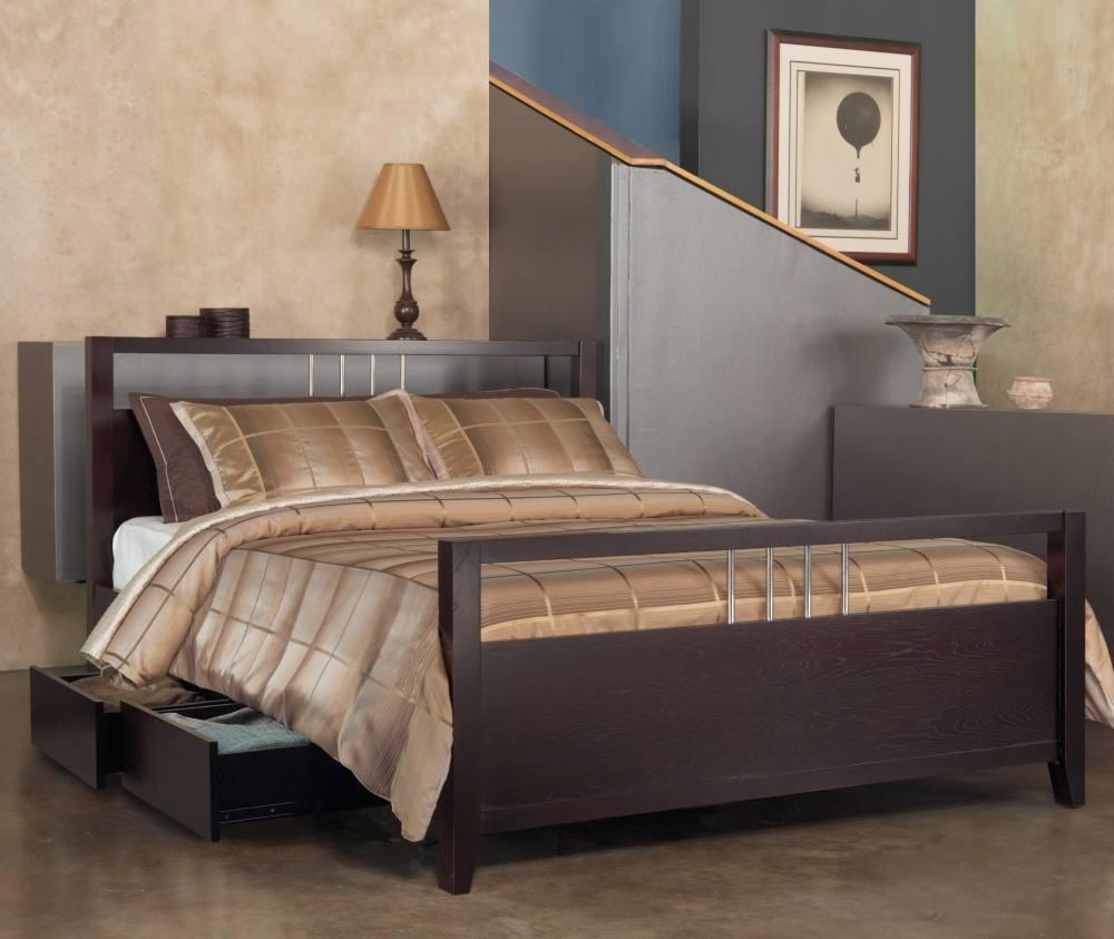 

    
Dark Espresso Finish Birch Wood Veneer CAL King Storage Bed NEVIS by Modus Furniture
