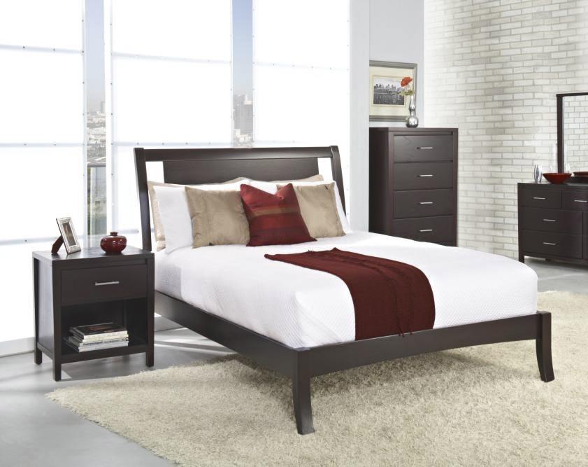 Contemporary Sleigh Bedroom Set NEVIS NV23L7-2N-3PC in Espresso 