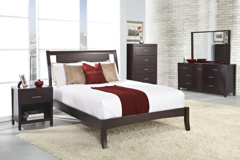 Contemporary Sleigh Bedroom Set NEVIS NV23L7-NDMC-5PC in Espresso 