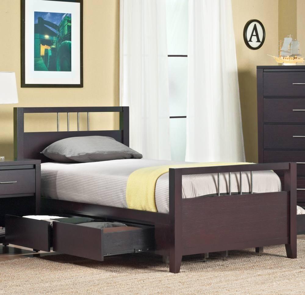 

    
Dark Espresso Finish Birch Wood Veneer Twin Storage Bed NEVIS by Modus Furniture
