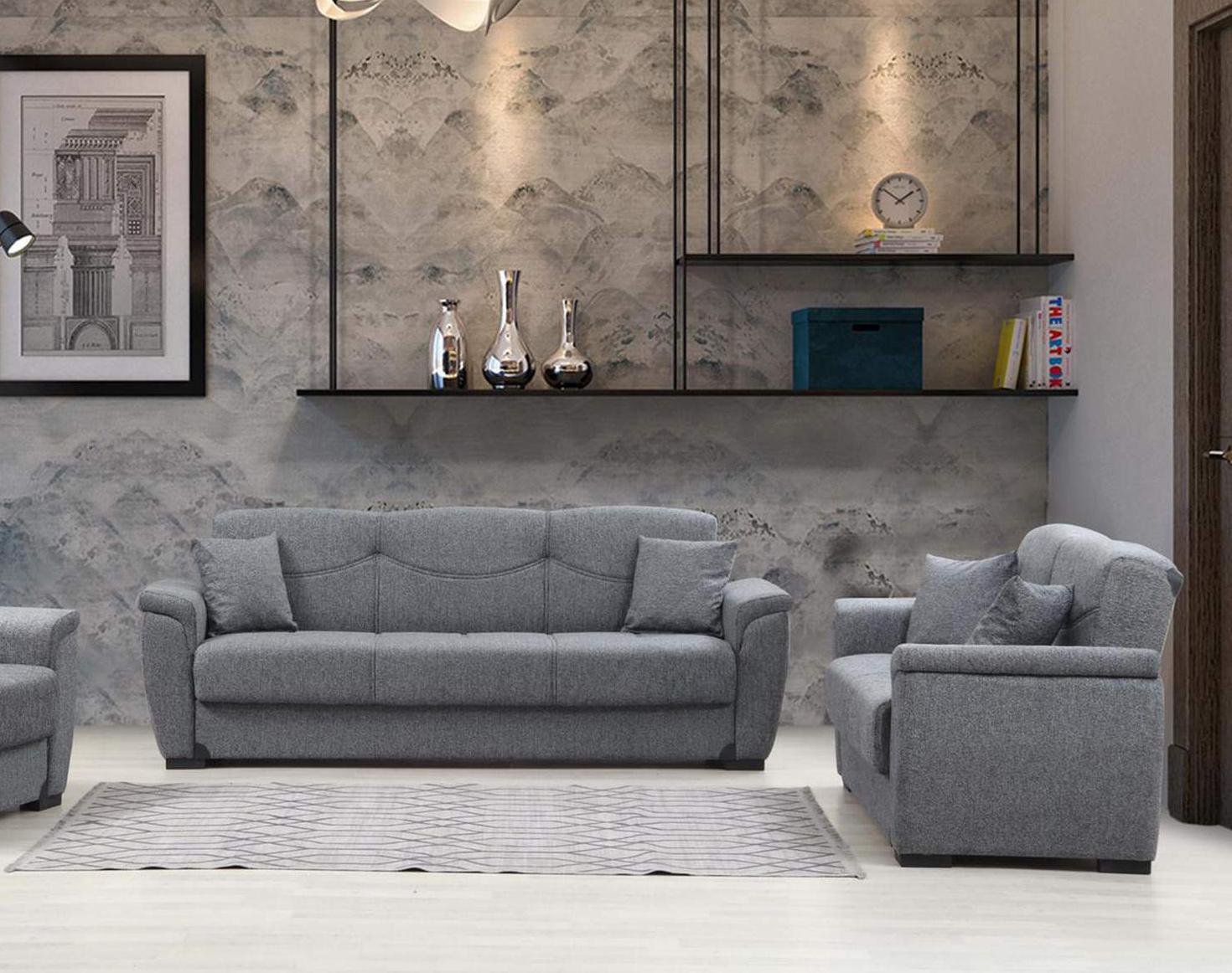 Contemporary Sofa and Loveseat Set Everly EVE-DG -S-Set-2 in Dark Gray Fabric