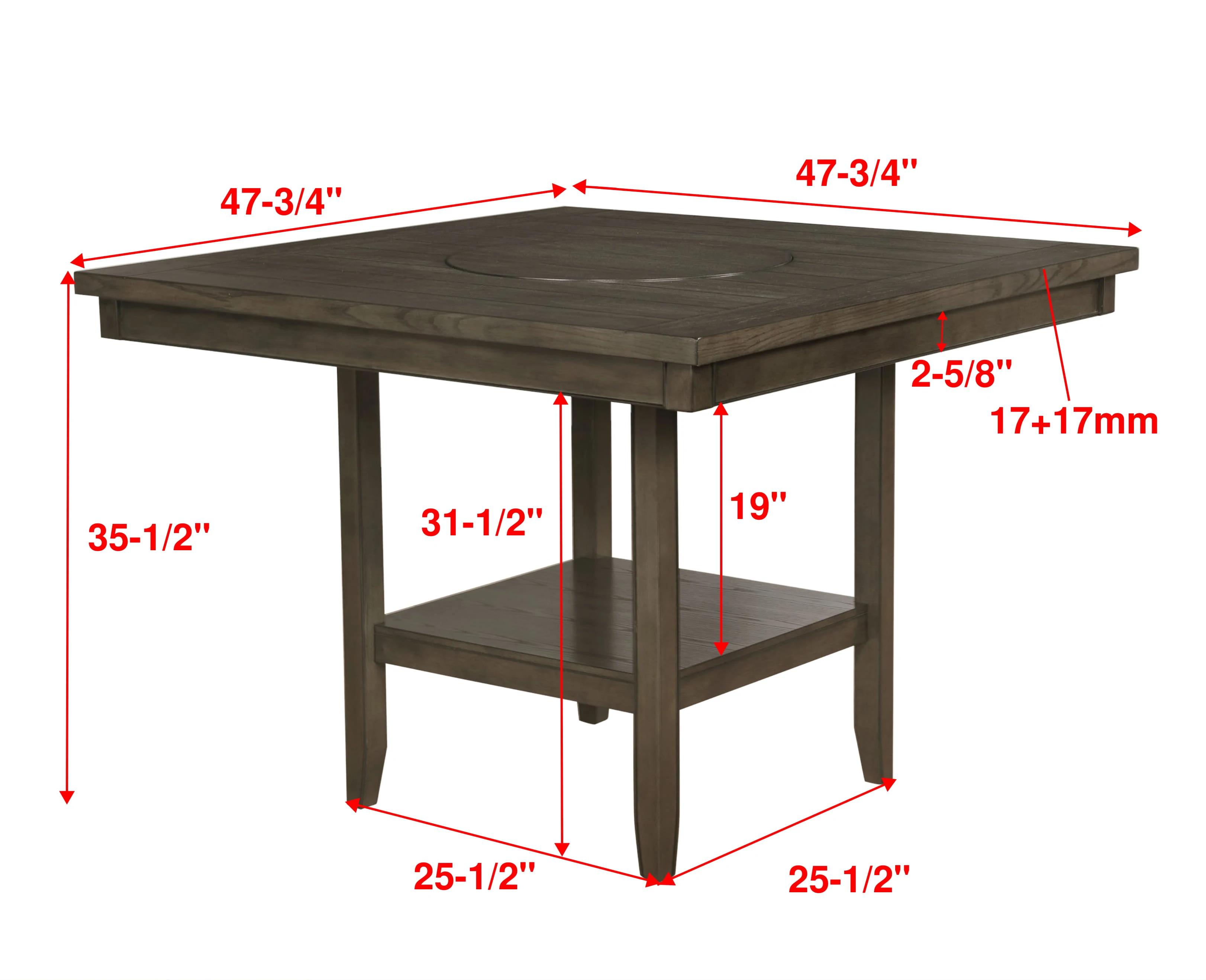 

    
Dark Gray Counter Height Table by Crown Mark Fulton 2727GY-T-4848
