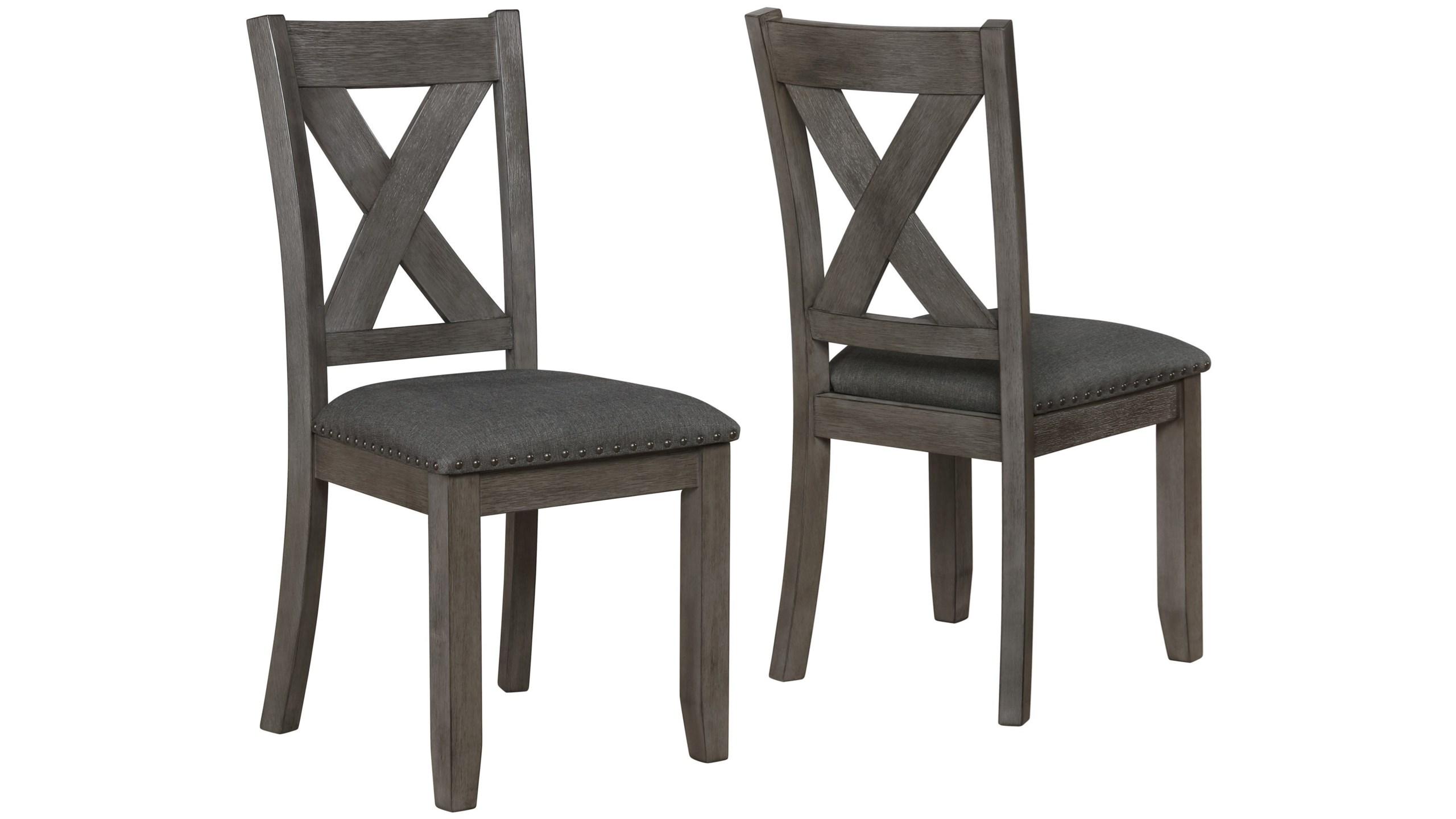 Simple, Farmhouse Dining Chair Set Favella 2323DGY-S-2pcs in Dark Gray Linen