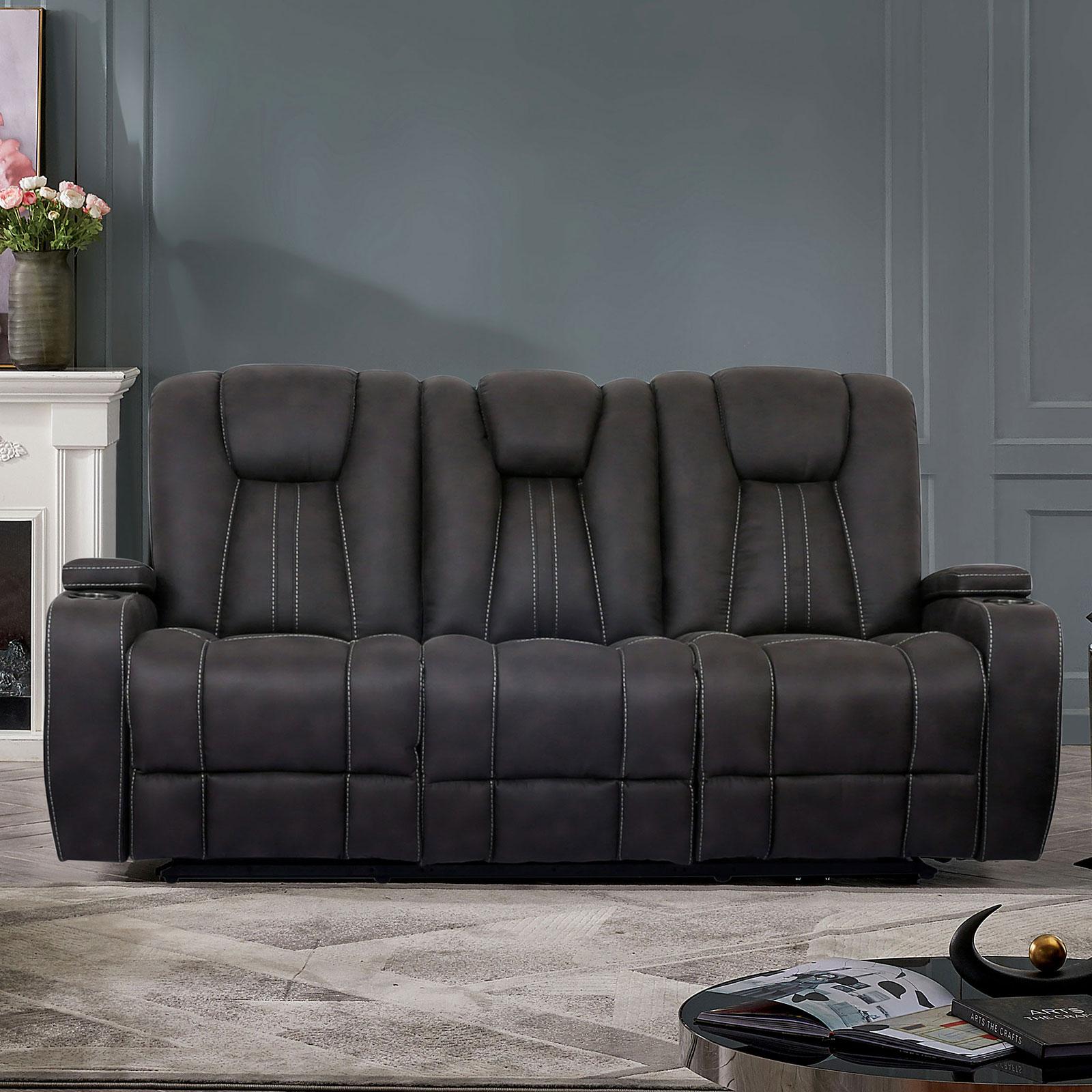 

    
Transitional Dark Gray Durable Heavy-Weight Fabric Recliner Sofa Furniture of America CM9903-SF Amirah
