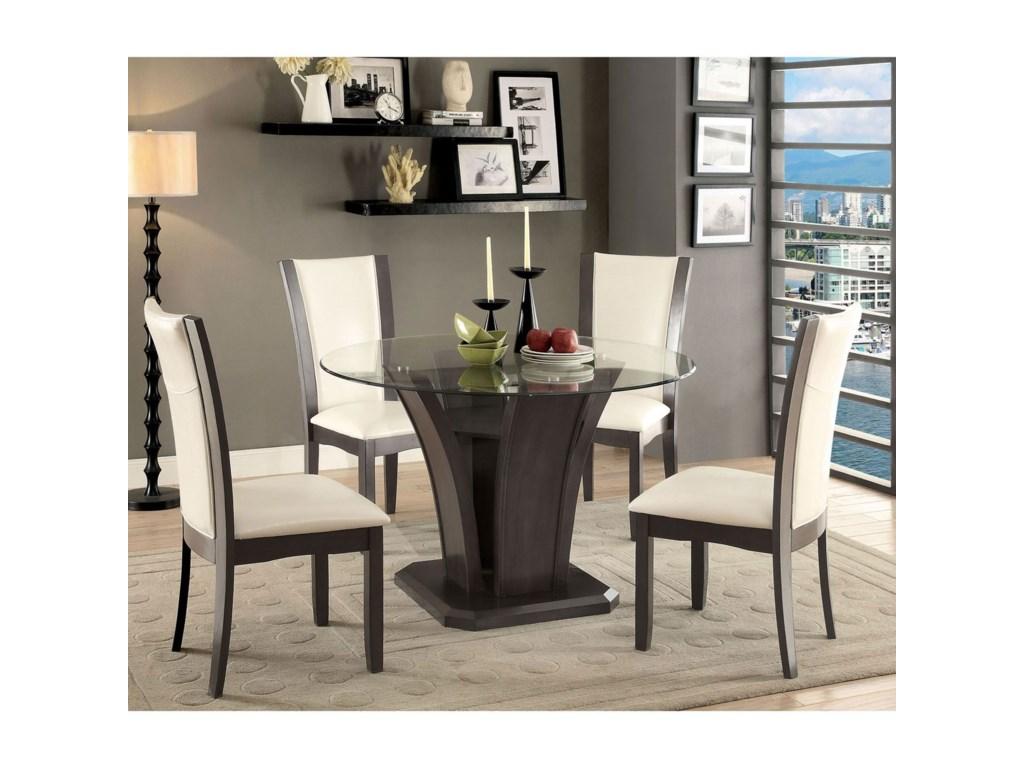 Contemporary Dining Table Set MANHATTAN CM3710GY-RT-Set-5 CM3710GY-RT-Set-5 in Gray Leatherette