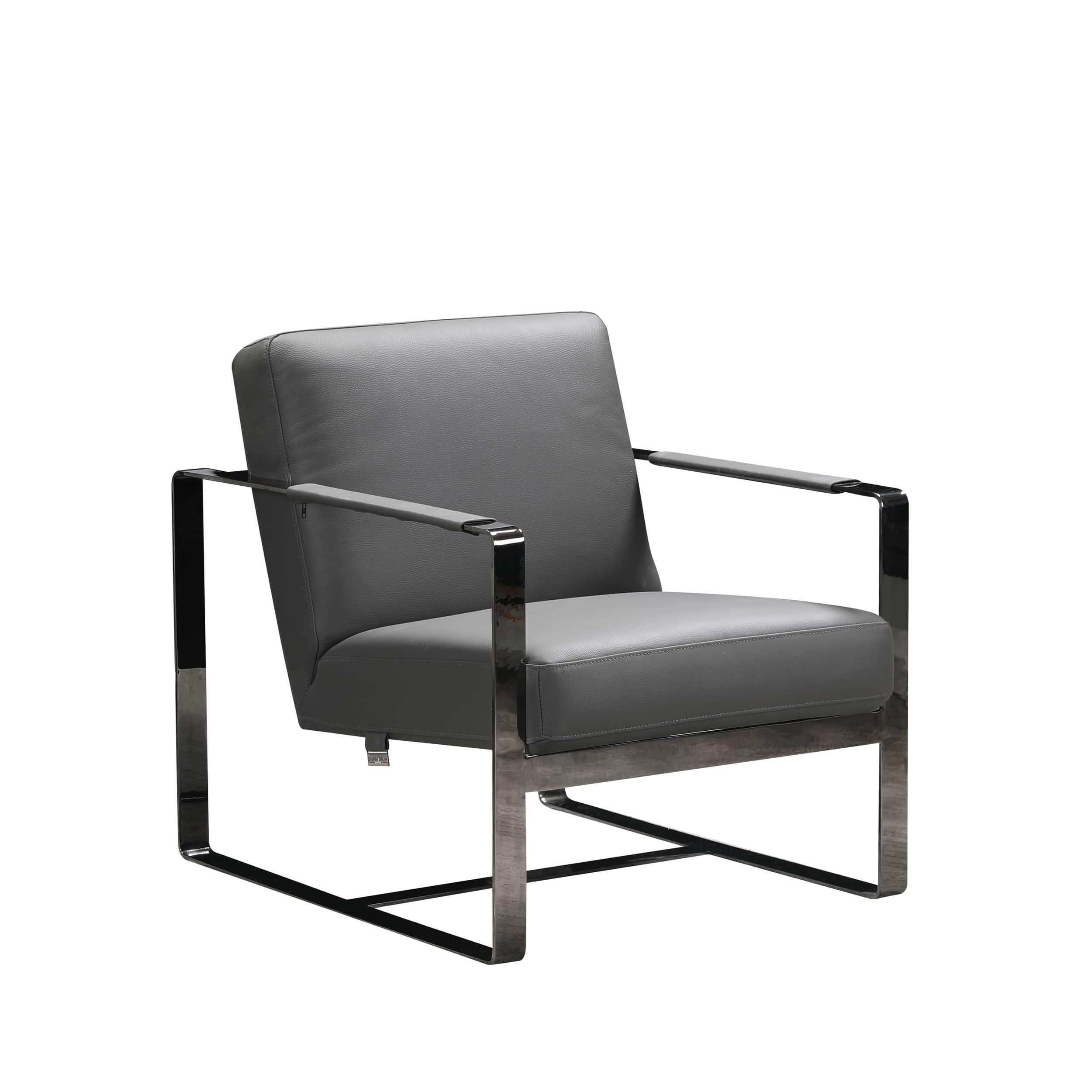 Contemporary Oversized Chair C67 C67-DARK-GREY-CH in Dark Gray Leather