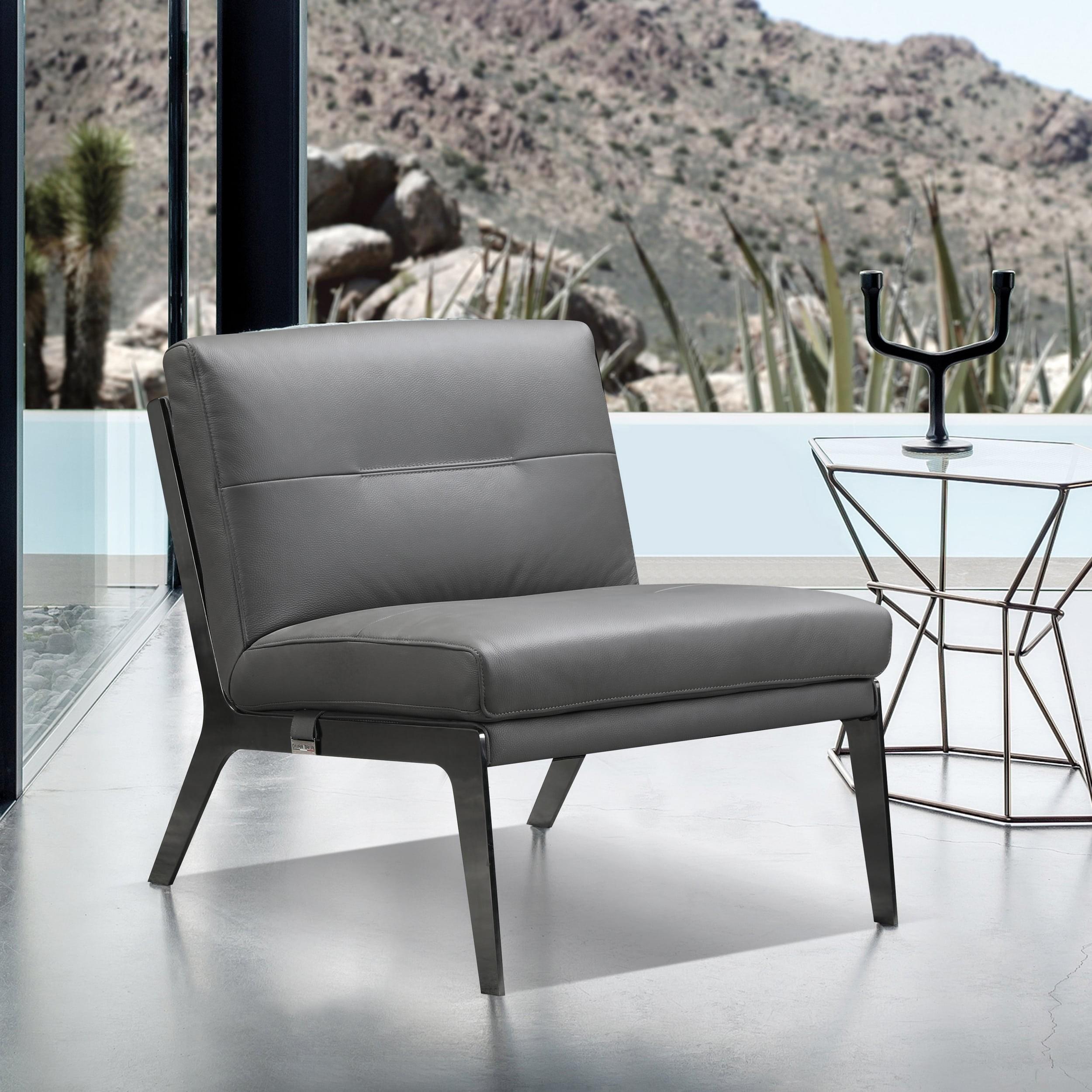 Contemporary Oversized Chair C81 C81-DK-GREY-CH in Gray Leather