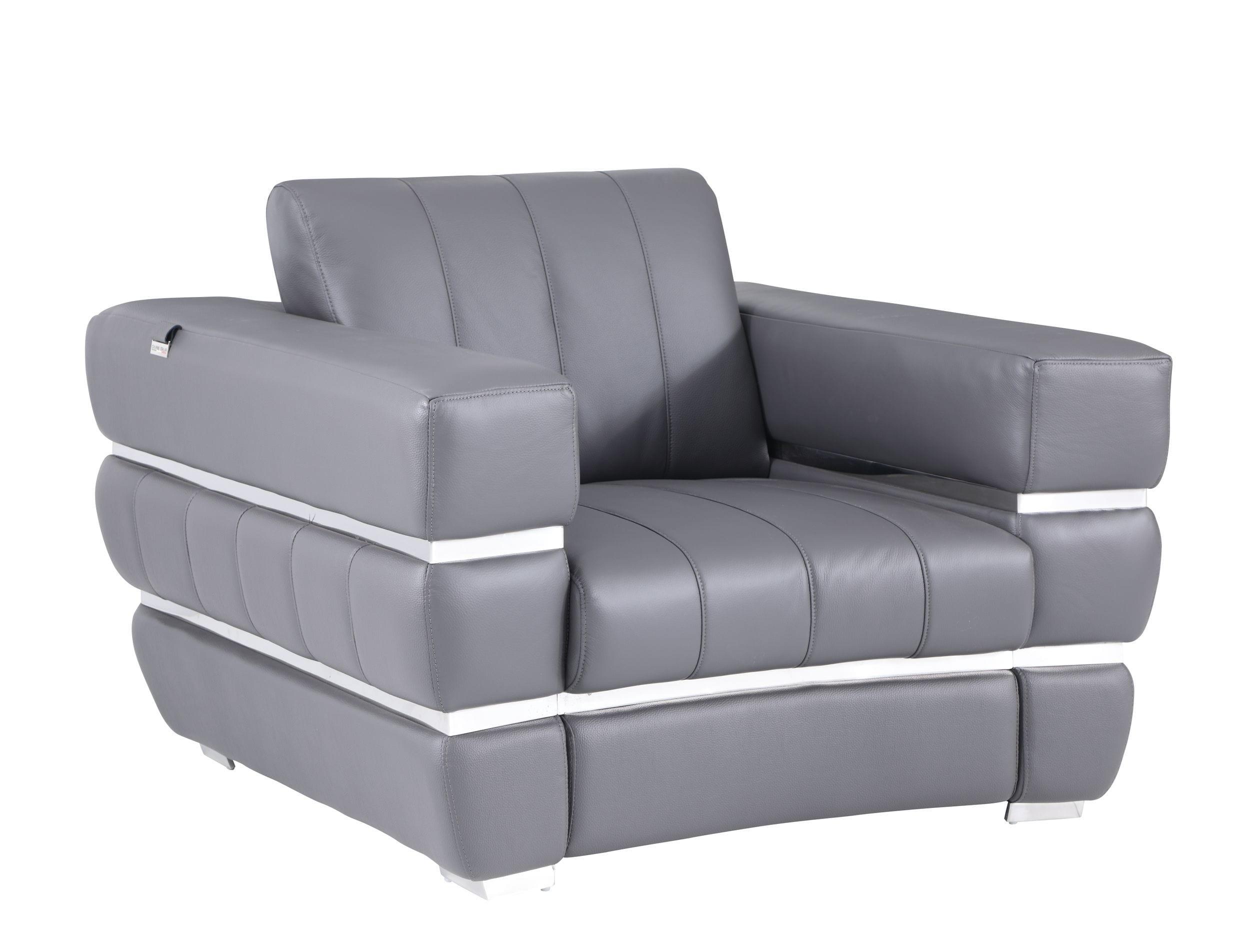 Contemporary Armchair 904 904-DK_GRAY-CH in Gray Leather