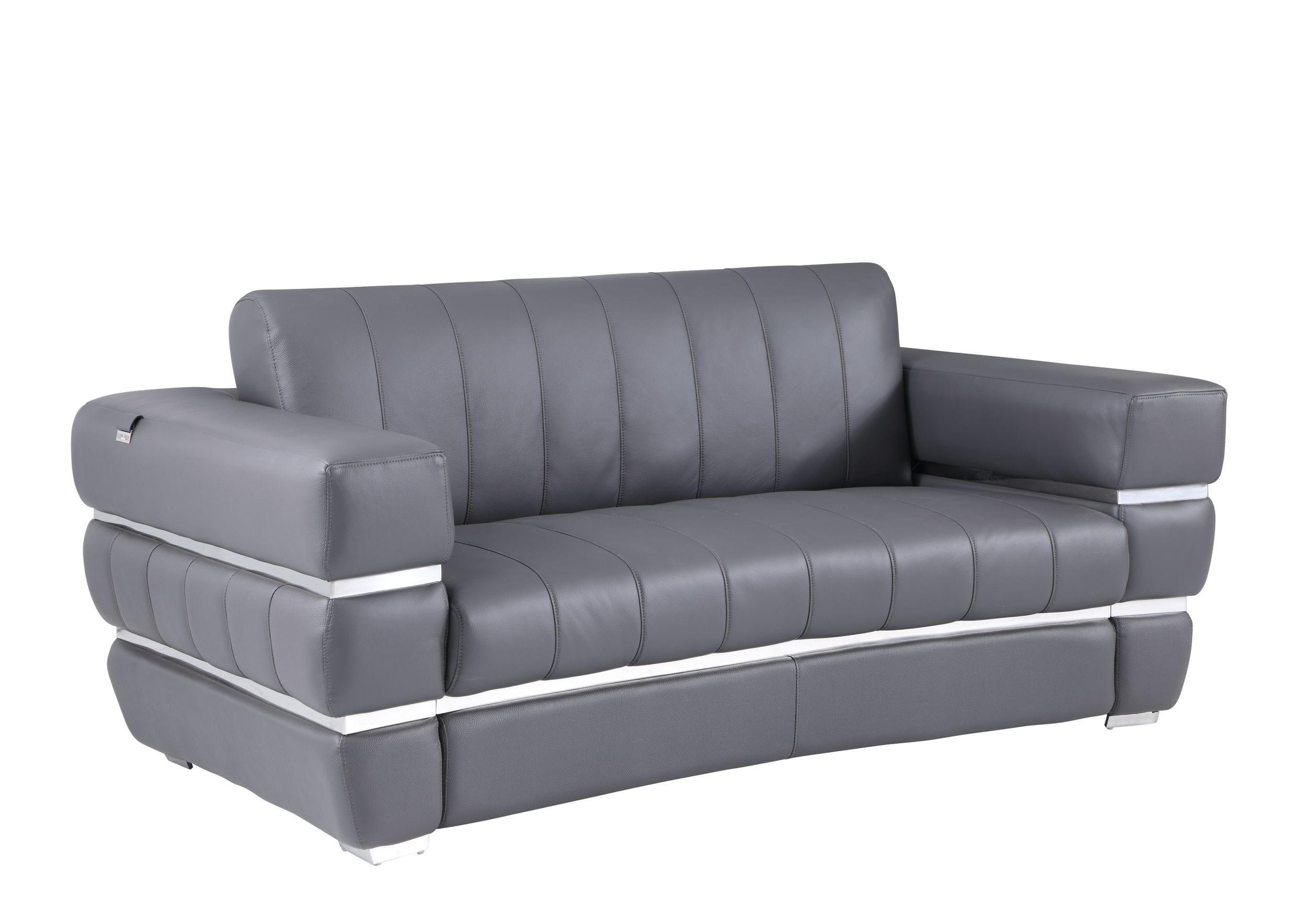 Contemporary Loveseat 904 904-DK_GRAY-L in Gray Leather