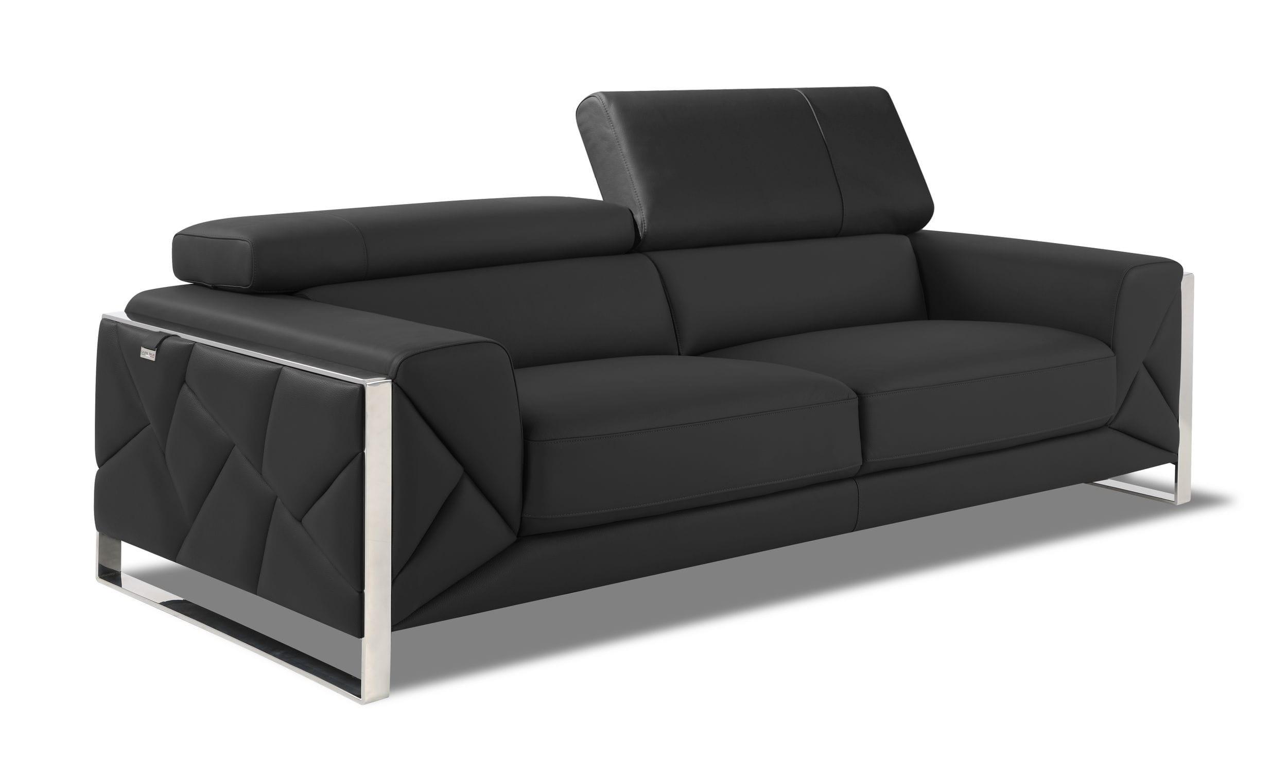 Contemporary Sofa 903-DARK_GRAY 903-DARK_GRAY-S in Dark Gray Genuine Italian Leatder