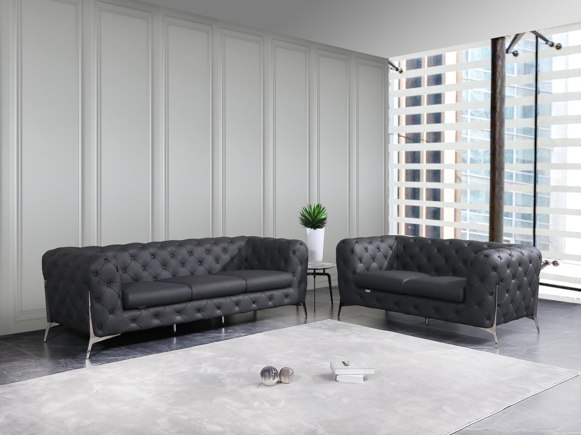 

                    
Buy Dark Gray Genuine Italian Leather Sofa Set 2Pcs Contemporary 970 Global United
