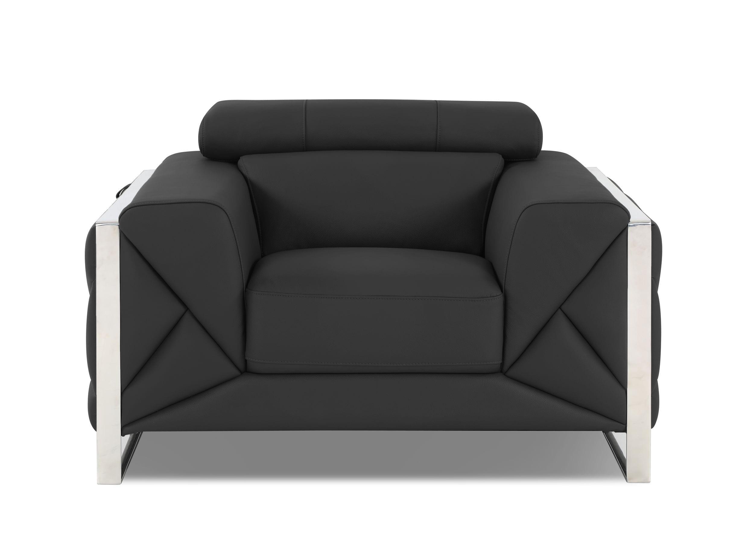 

    
 Shop  Dark Gray Genuine Italian Leather Sofa Set 3 Pcs Modern Global United 903
