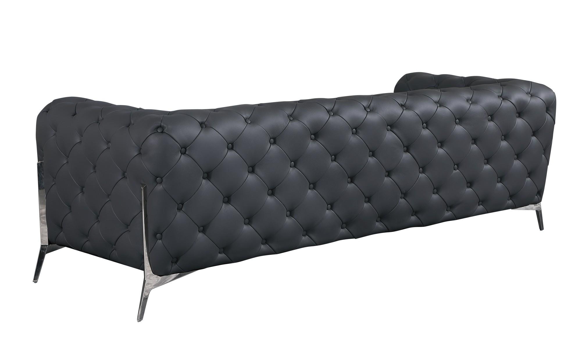 

    
 Order  Dark Gray Genuine Italian Leather Sofa Set 3Pcs Contemporary 970 Global United
