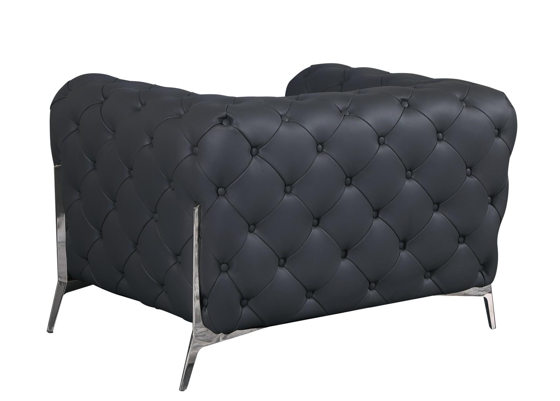 

    
 Photo  Dark Gray Genuine Italian Leather Sofa Set 3Pcs Contemporary 970 Global United
