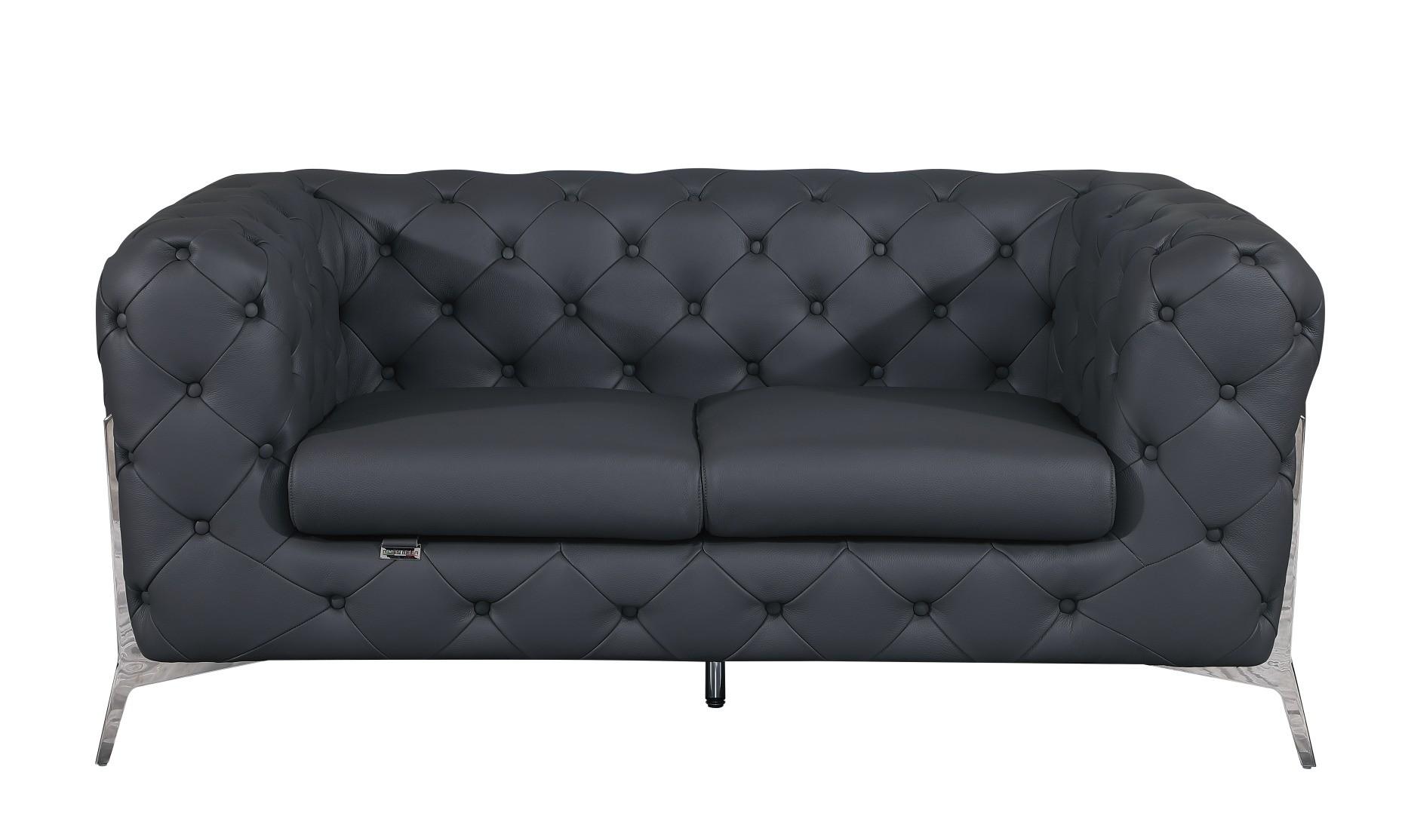 

        
00810036129978Dark Gray Genuine Italian Leather Sofa Set 3Pcs Contemporary 970 Global United
