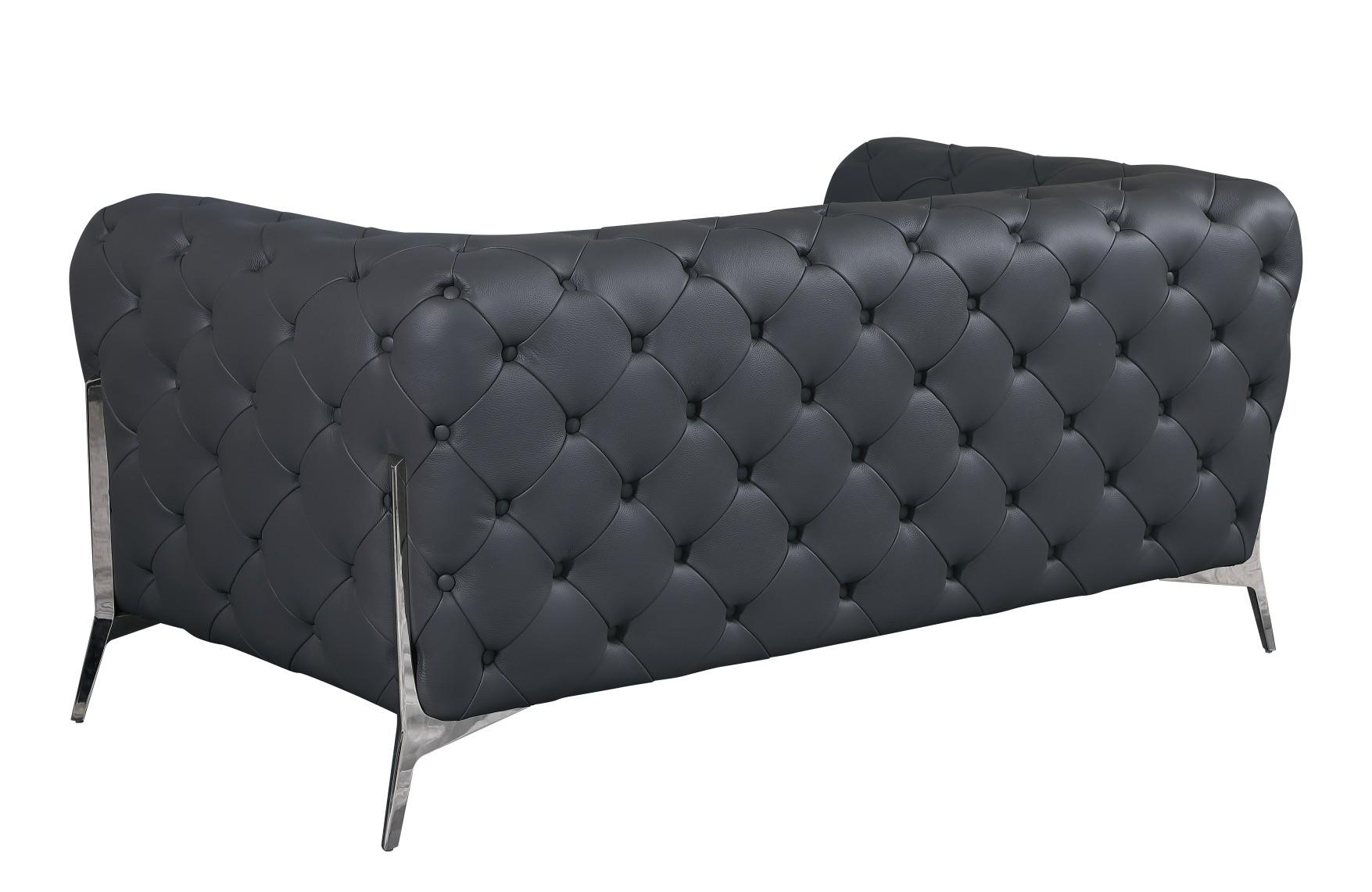 

    
 Shop  Dark Gray Genuine Italian Leather Sofa Set 3Pcs Contemporary 970 Global United
