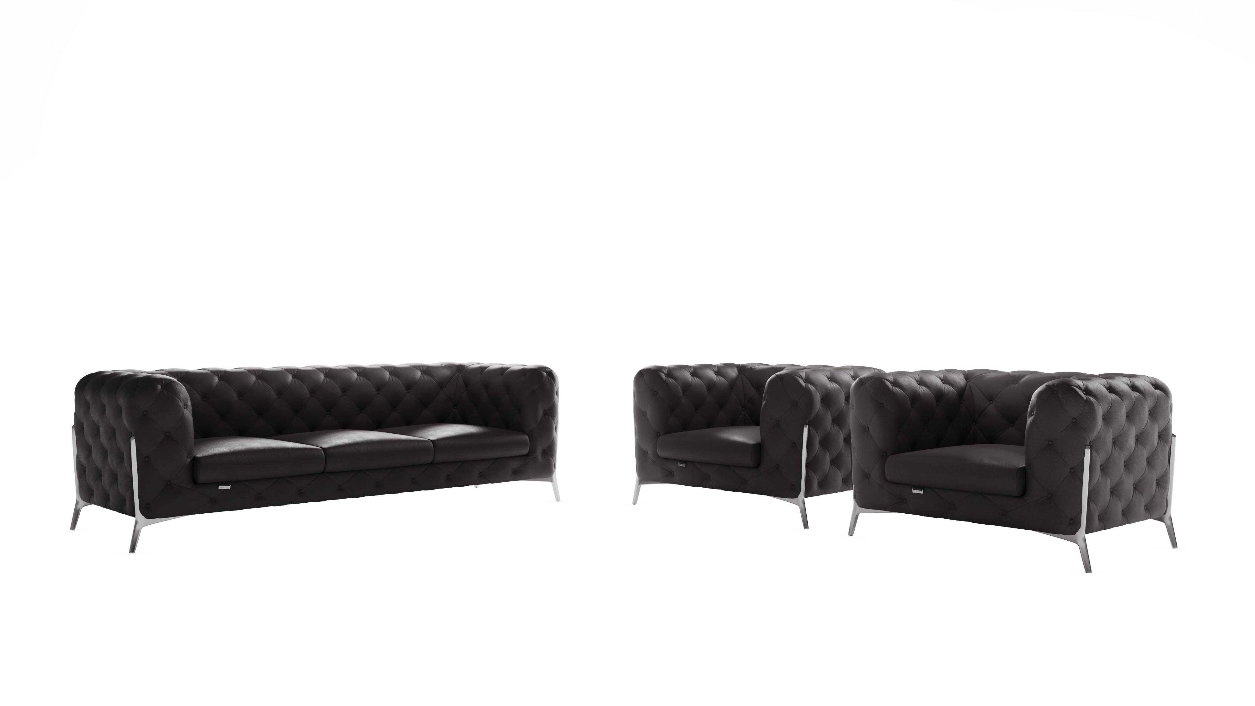 

    
Dark Gray Genuine Italian Leather Sofa & Two Chairs Set Contemporary 970 Global United
