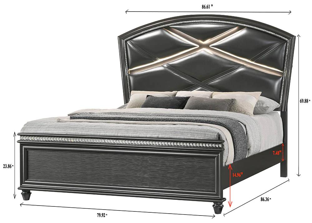 

    
Dark Gray King Size Panel Bed w/ LED Lights by Crown Mark Adira B7880-K-Bed
